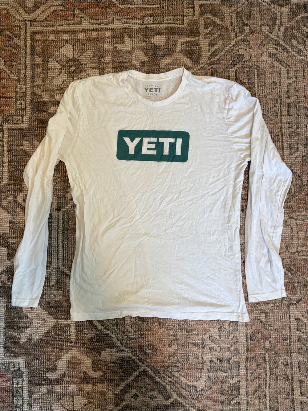 Yeti White Long-Sleeve Tee with Teal Logo